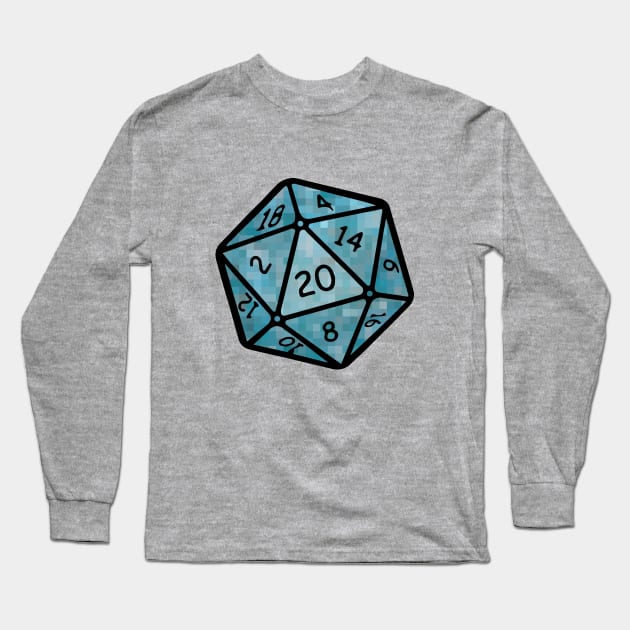 20 sided dice - pixel Long Sleeve T-Shirt by helengarvey